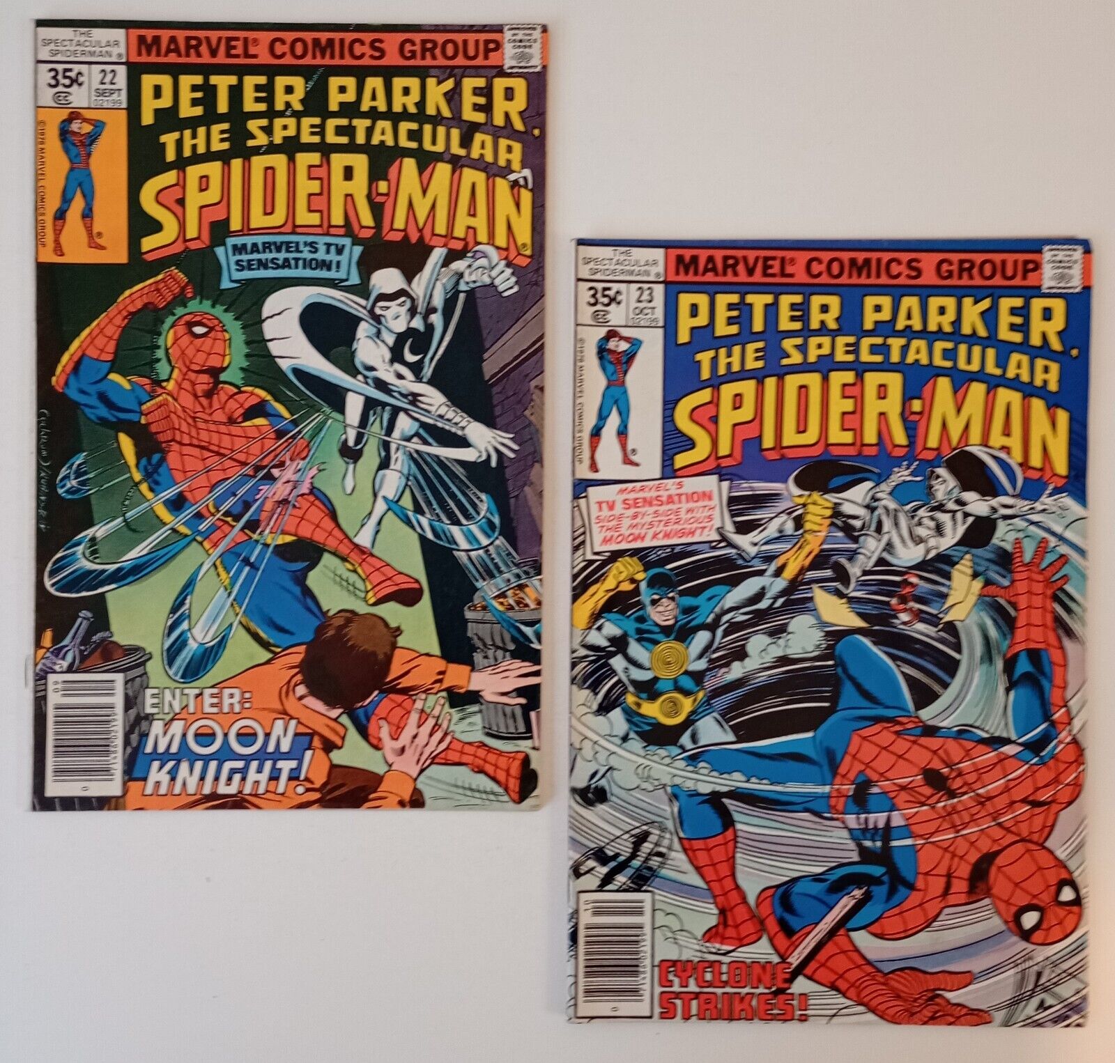 Peter Parker #22 & 24 (1st Moon Knight/Spider-man team-up Cyclone app.) 1978