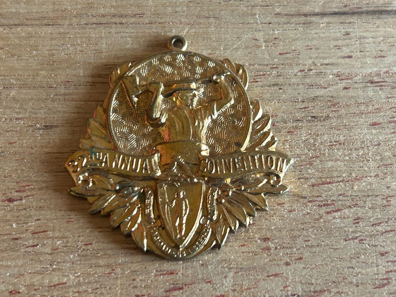 Massachusetts Firemen\'s Convention Medal FOB Deco State Seal 1911 Vtg Antique