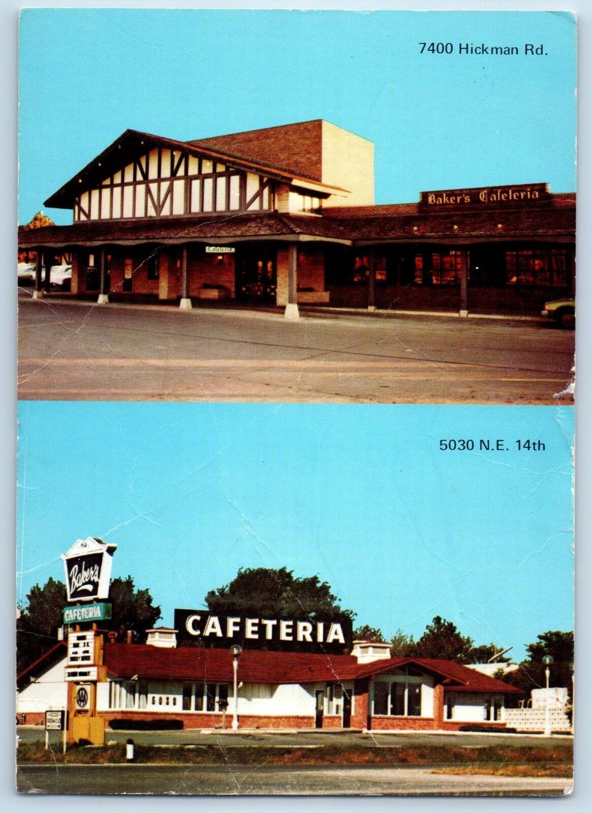 c1950\'s Baker\'s Colonial Cafeteria Restaurant Multiview Des Moines Iowa Postcard