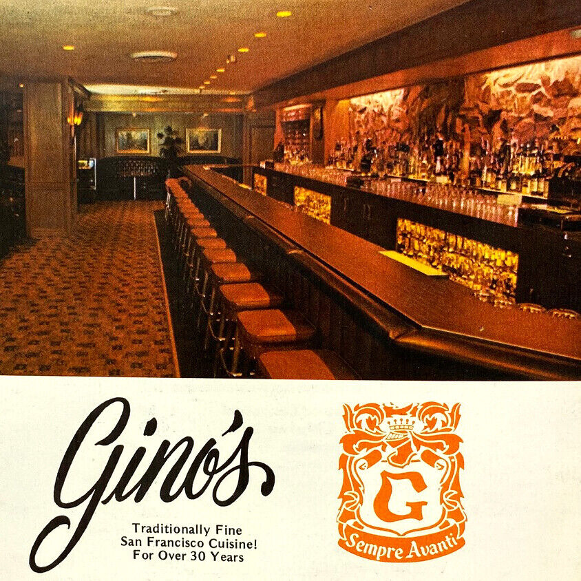 Vintage 1985 Gino's Restaurant Menu Spring Street San Francisco California