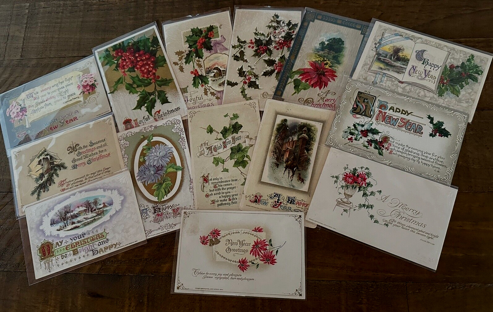 Nice Lot of 14 ~Winsch ~Antique ~ Christmas & New Year's Postcards~ 1900's~k502