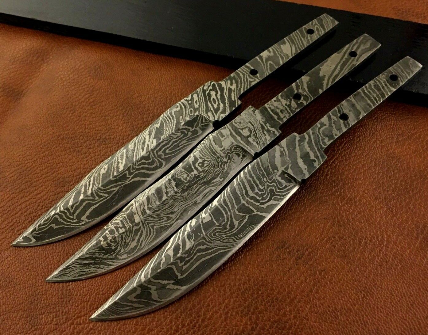 Lot of 3 Handmade Damascus Steel Blank Blade-Heat Treated-Knife Making-B206