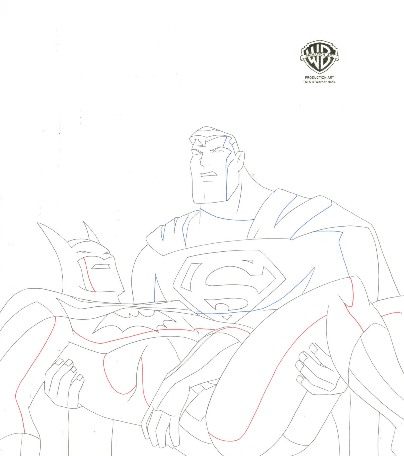 Justice League Animated Series-Original Production Drawing-Batman/Superman