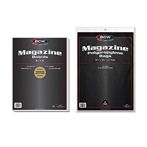 (50 pack) BCW Magazine Bags And Boards Acid Free - Archival Magazine Storage