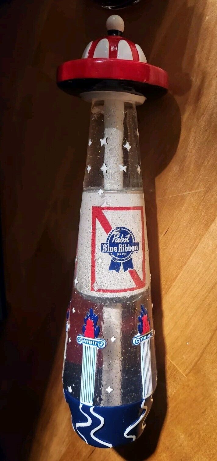 PBR Pabst Blue Ribbon ART SERIES UFO Draft Beer Tap Handle Clear Red White Stars