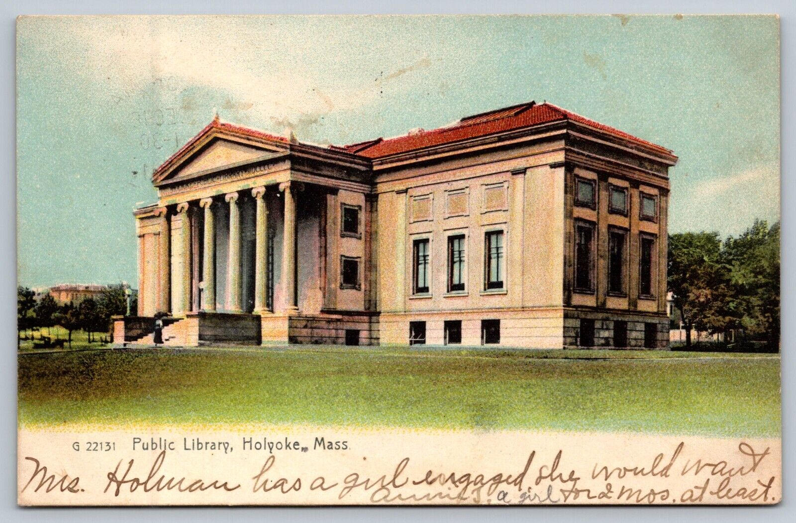 Public Library Holyoke Massachusetts Postcard
