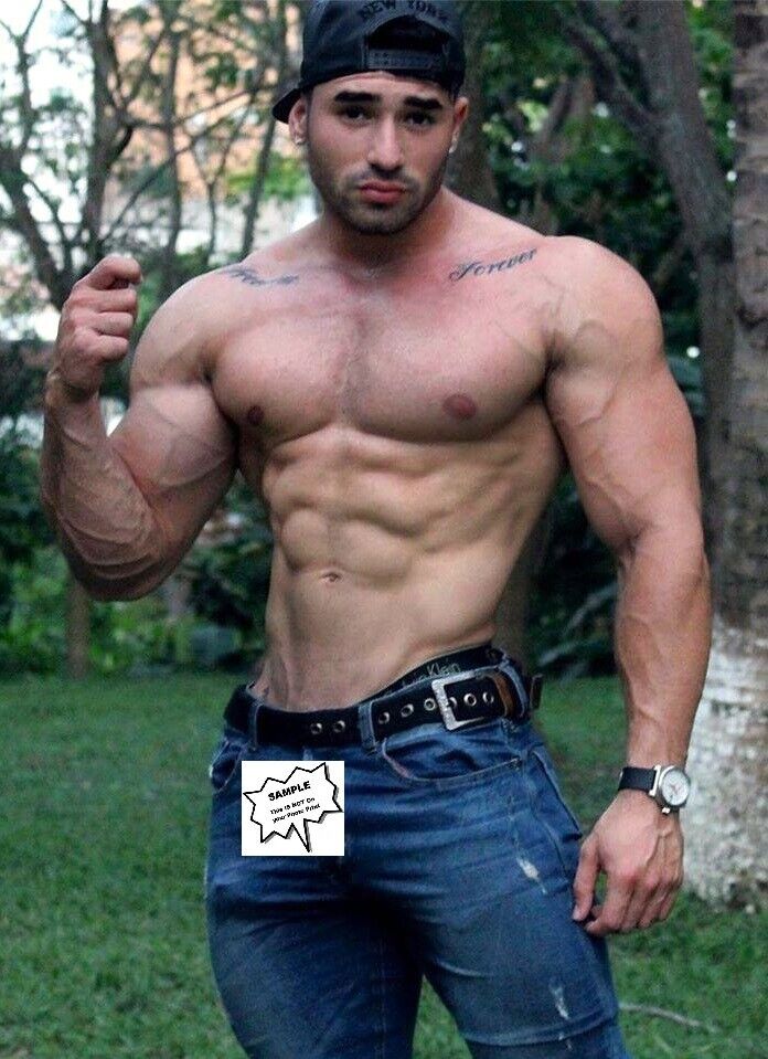 Male Model Muscular Handsome Beefcake Shirtless Chest Gay Cowboy 5X7 Photo M342