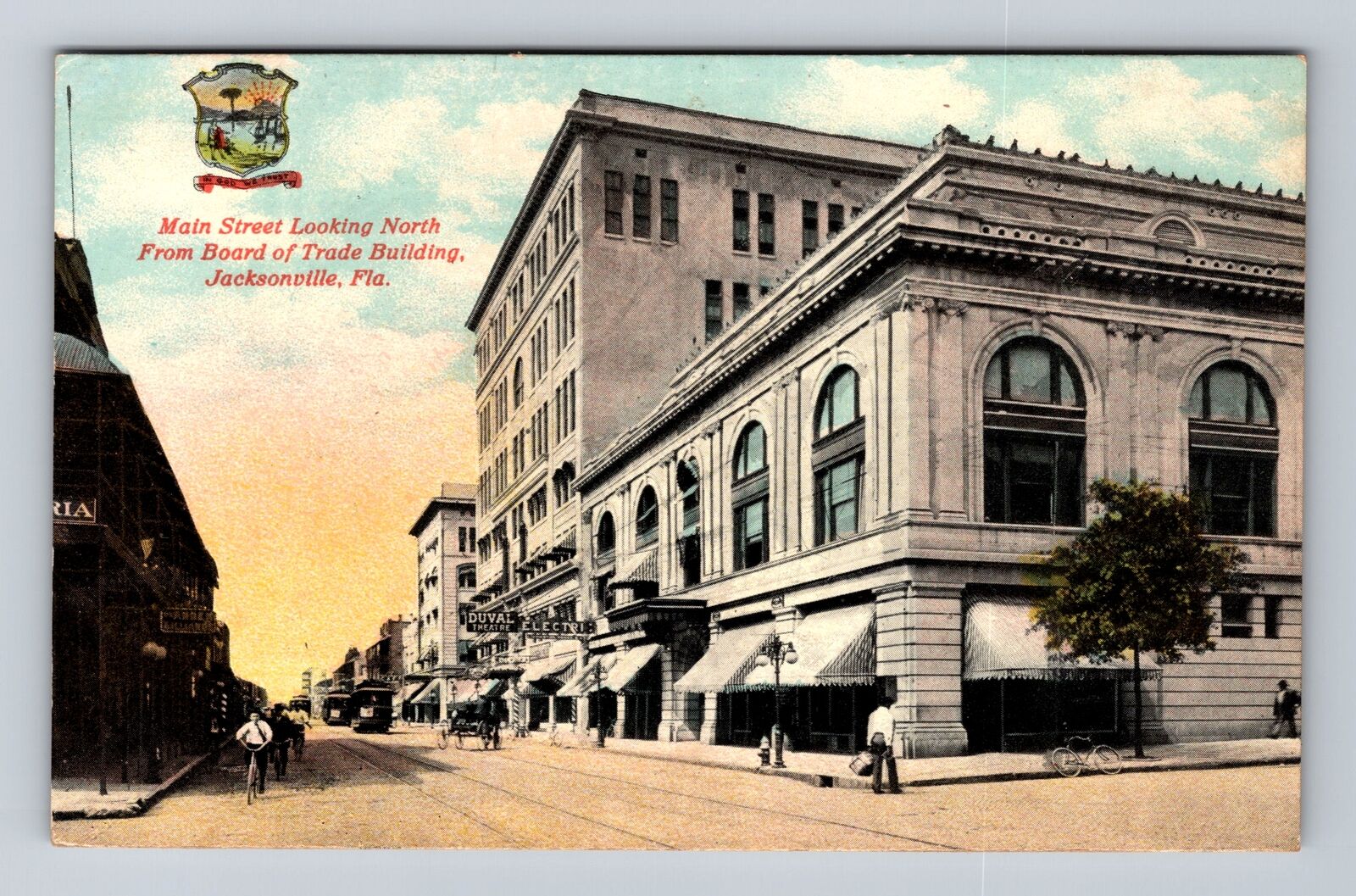 Jacksonville FL-Florida, Main Street Looking North, Antique Vintage Postcard