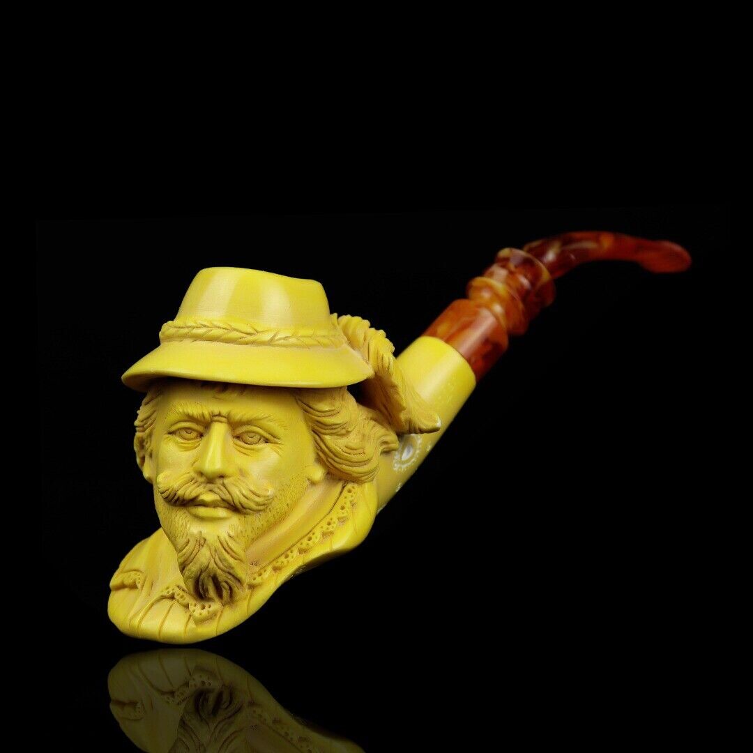 CAVALIER Figure Pipe By Erdogan EGE block Meerschaum New W Case#1756
