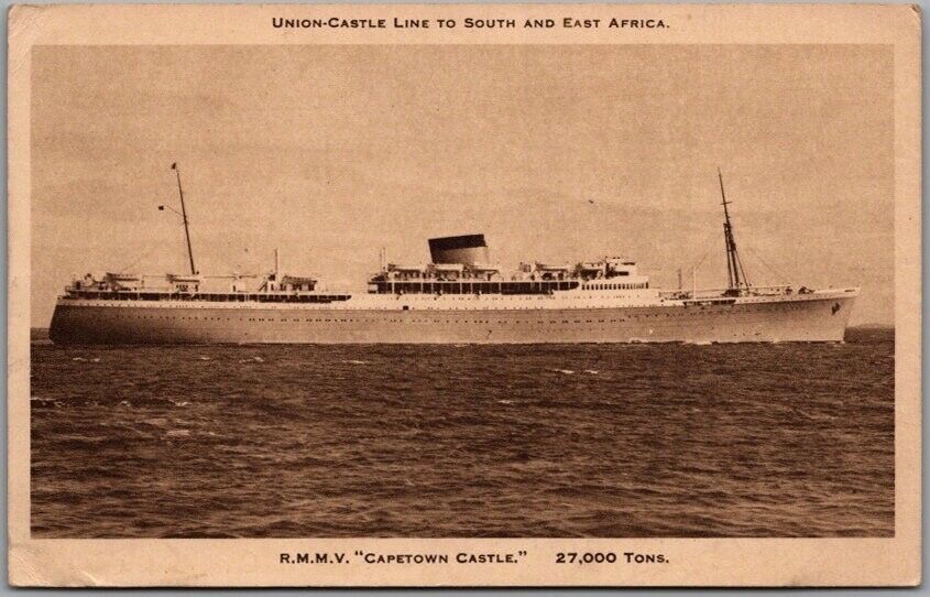 1947 UNION-CASTLE LINE Steamship Co. Postcard R.M.M.V. CAPETOWN CASTLE Steamer