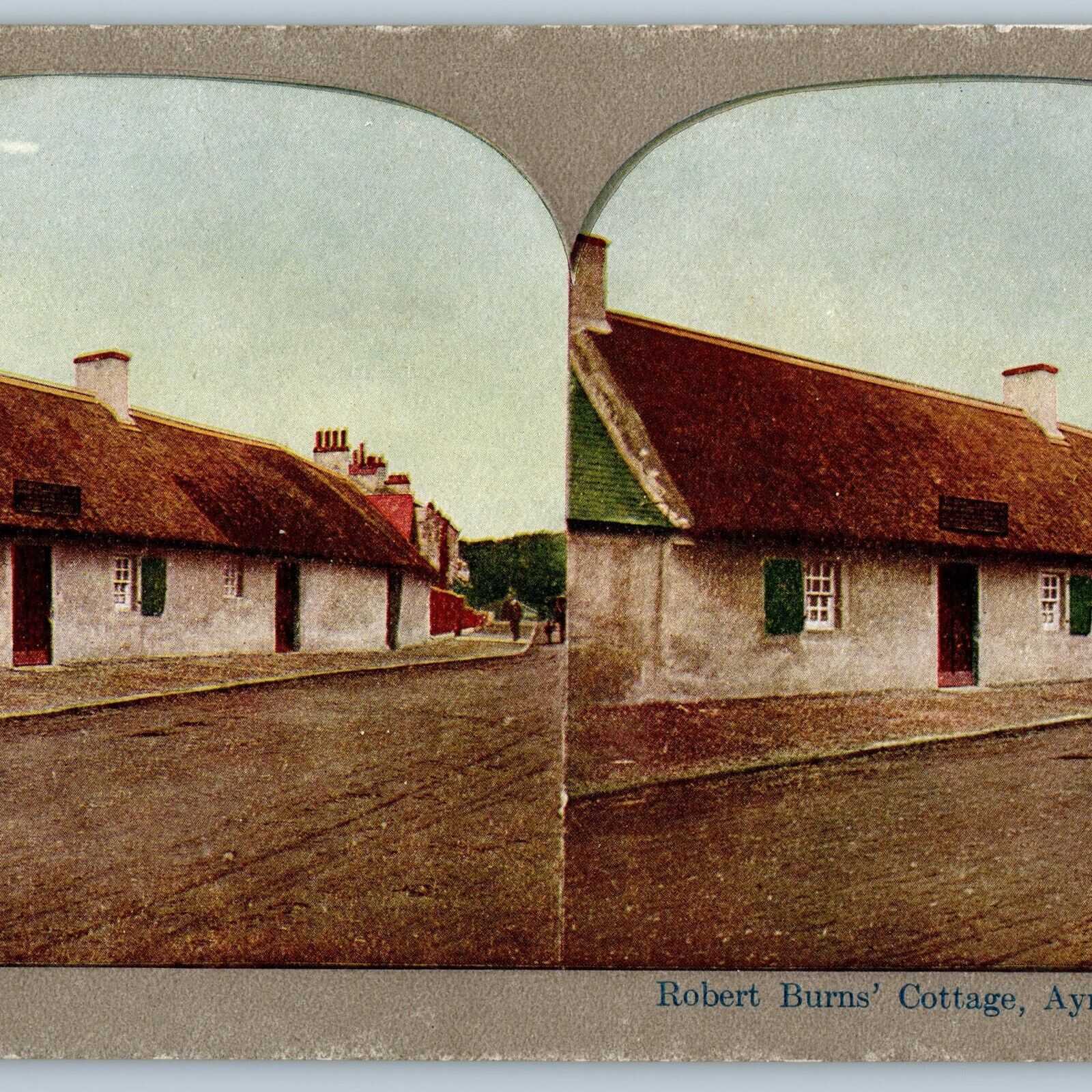 c1900s Ayrshire, Scotland Robert Burns Cottage House Stereoview Ayreshire UK V35