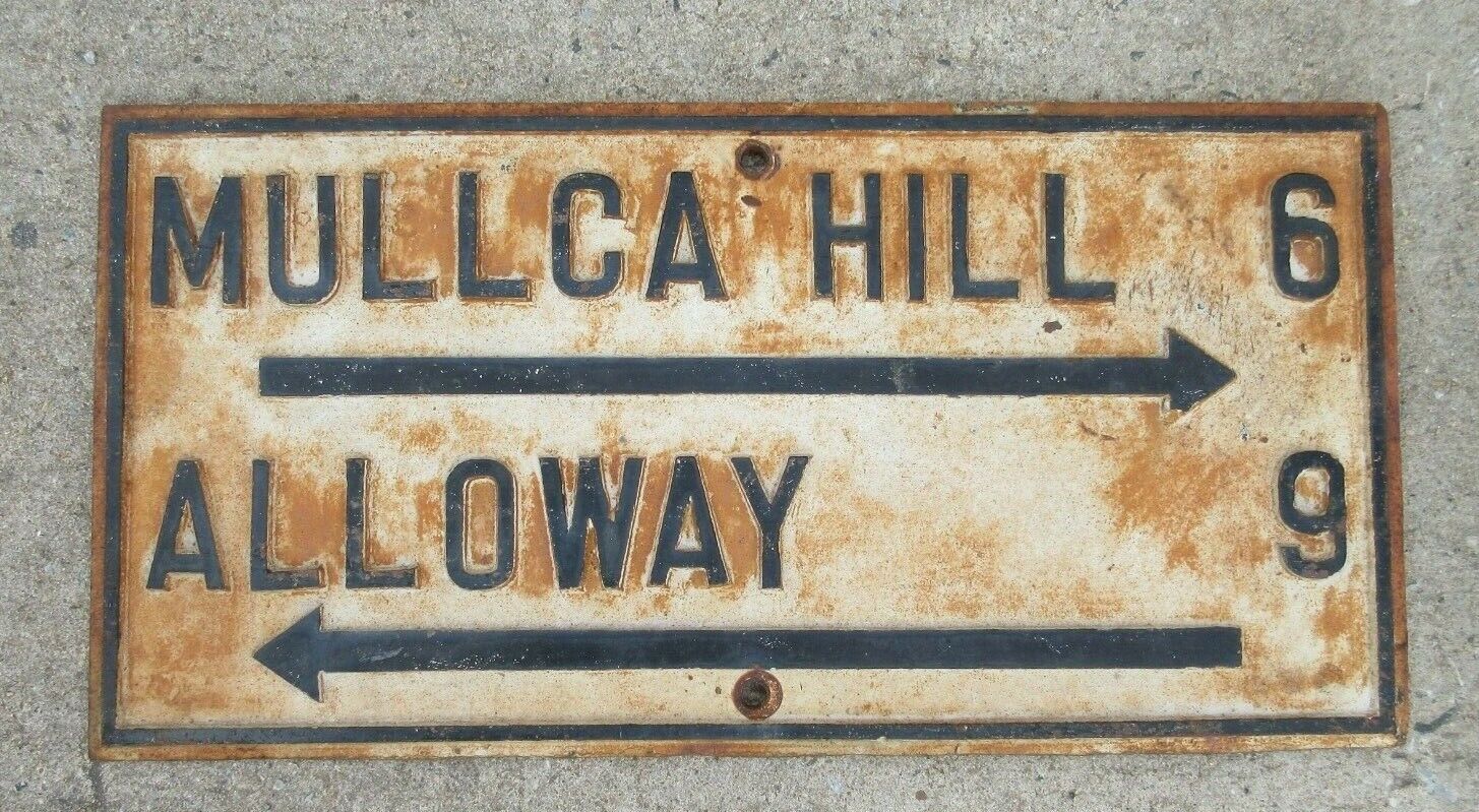1890s Cast Iron Street Sign New Jersey Garden State Mullica Hill Alloway