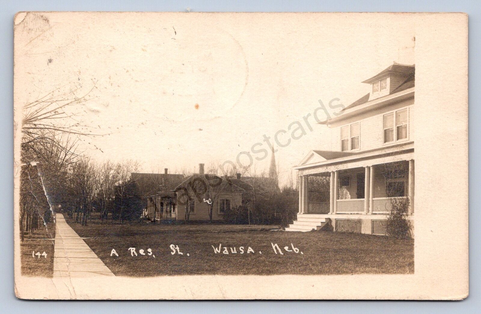 K2/ Wausa Nebraska RPPC Postcard c1910 Residential Street Homes 231
