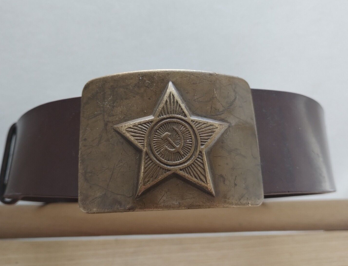 Soviet Red army soldier's belt with badge vintage 1950 USSR