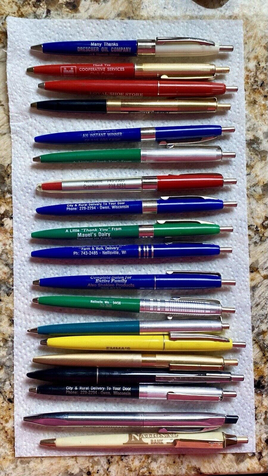 Lot of 19 Vintage Advertisement Ball Point Pens - Wings Ritepoint C/D Bankers