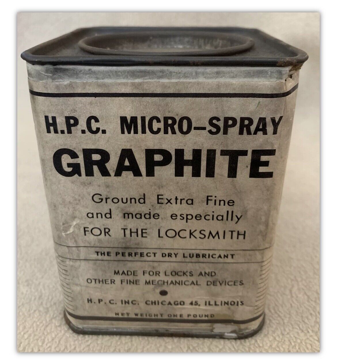 *Vintage Can H.P.C. Micro -Spray Graphite 1 Lb Container with partial contents