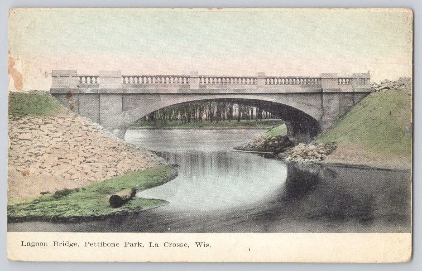 Postcard Lagoon Bridge, Pettibone Park, La Crosse, Wisconsin