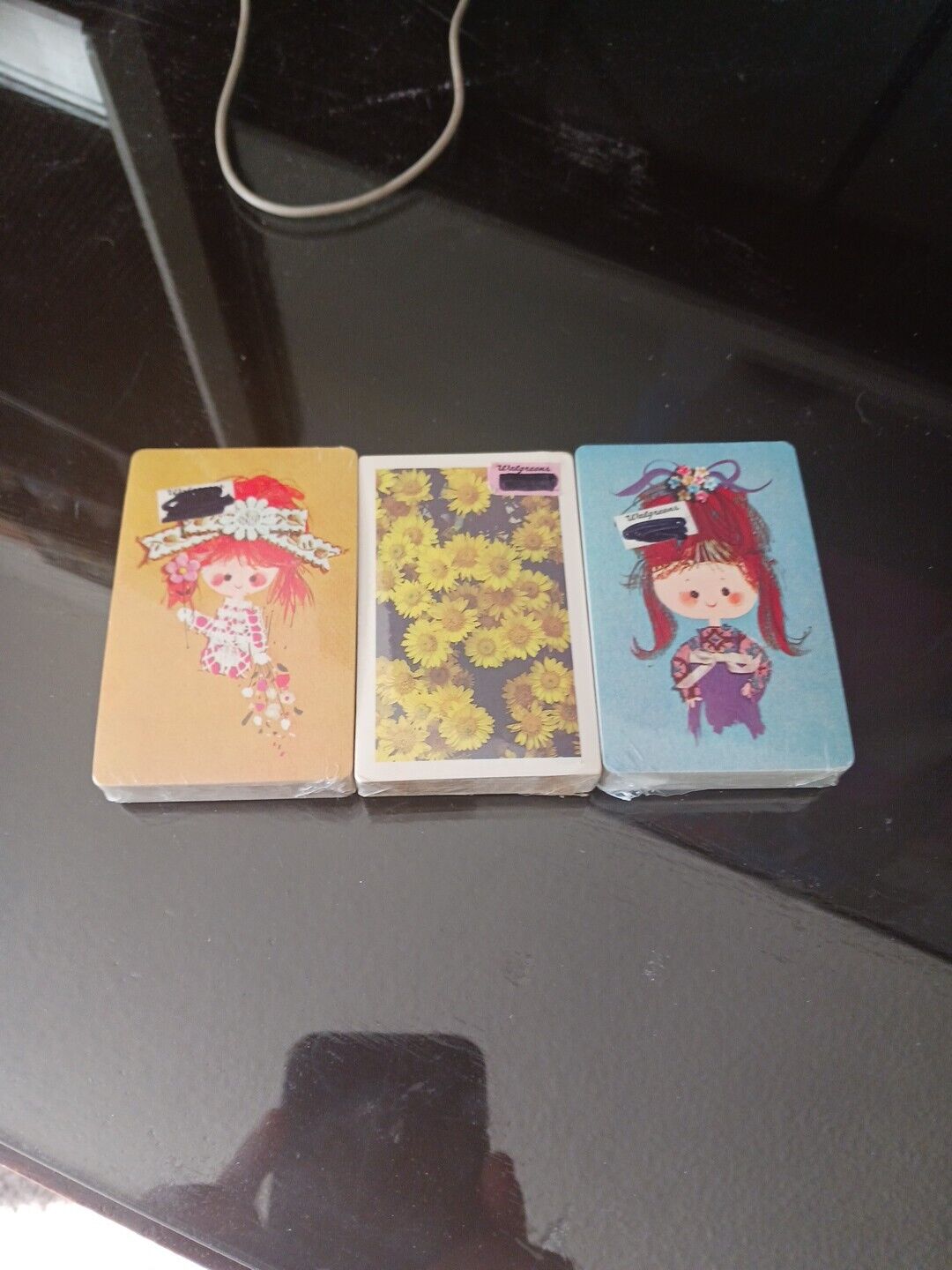 Lot Of 3 1970s Player Cards Trump Arrco Flowers Hippy Fabric Girls Sealed Fun