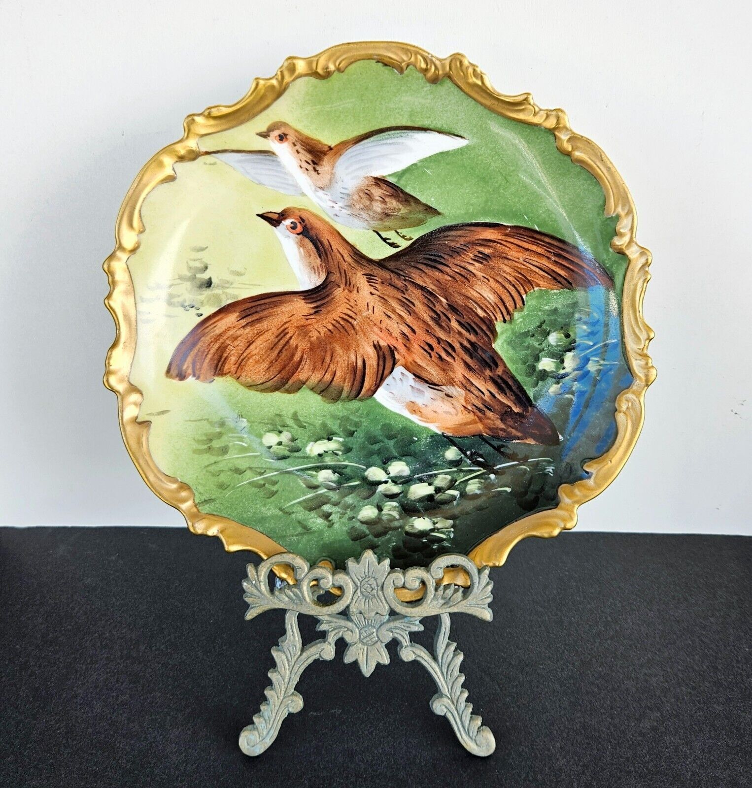 Antique Limoges Porcelain Plate Hand Painted Birds