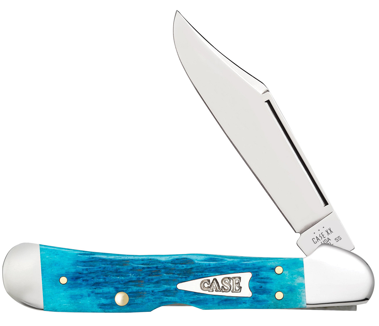 Case xx Knives Copperlock Jigged Sky Blue Bone 50646 Stainless Pocket Knife