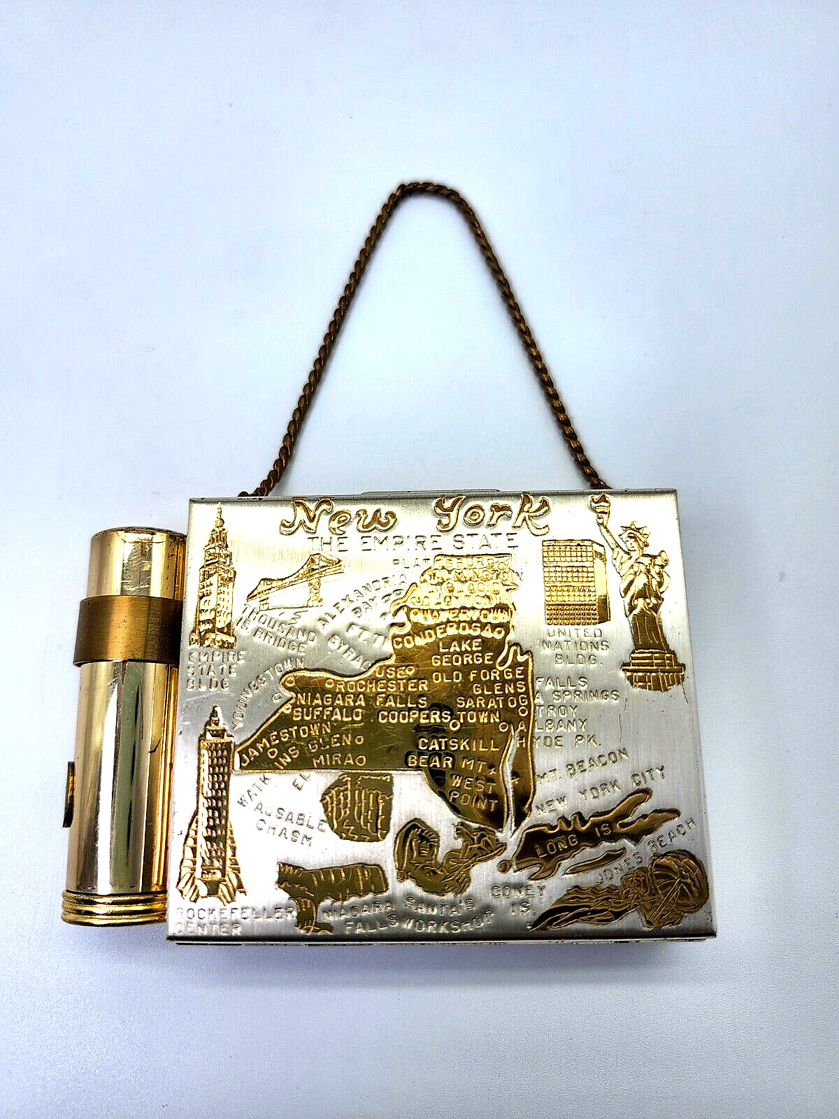 Vintage New York  “The Empire State” Landmarks Powder Compact  Lipstick Carryall