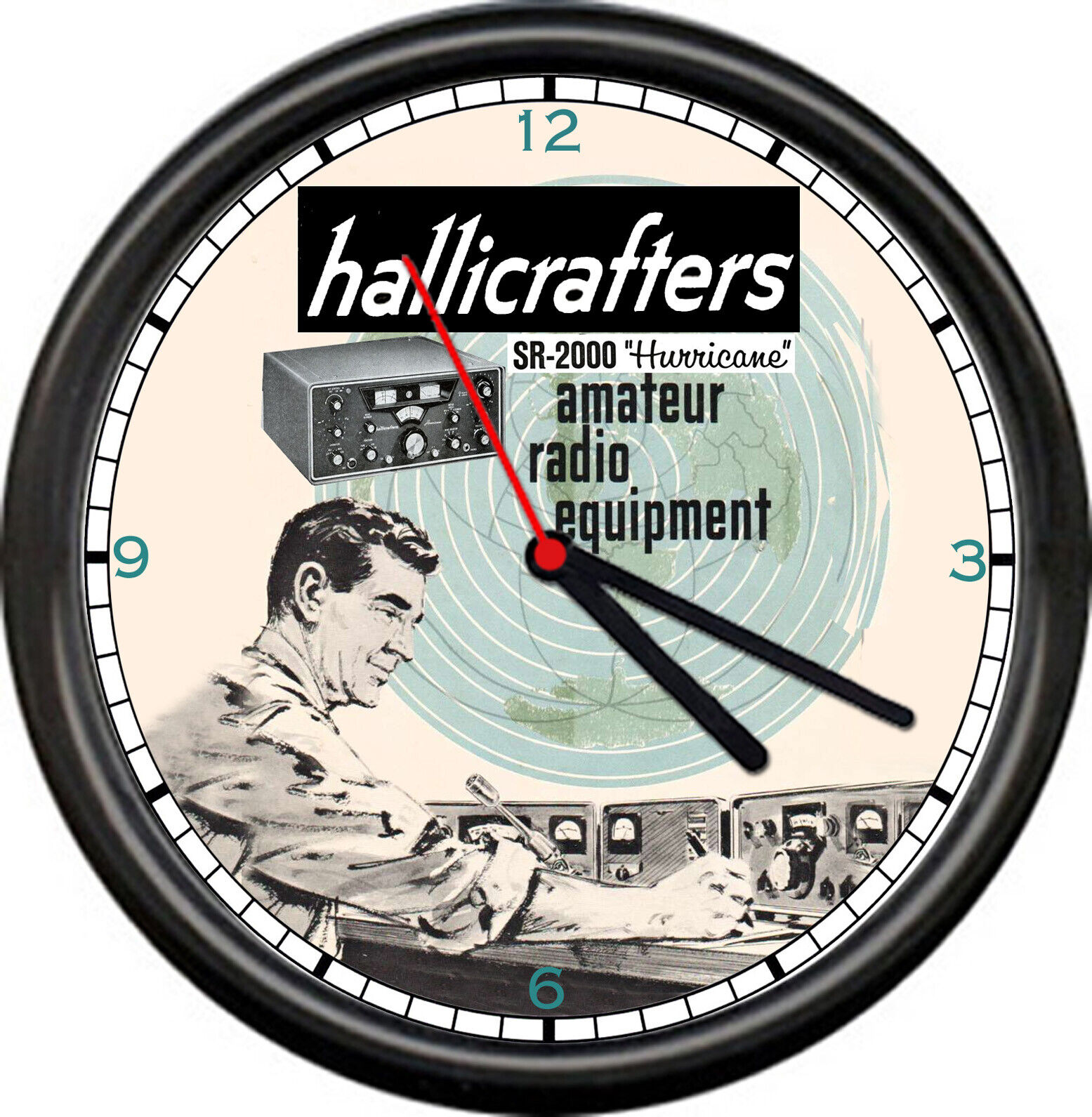 Hallicrafters Hurricane Amateur Radio Ham Equipment Tube Dealer Sign Wall Clock