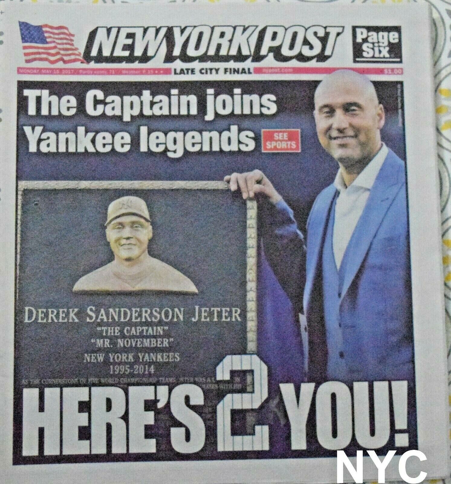 Derek Jeter #2 Retired New York Post May 15 2017 🔥