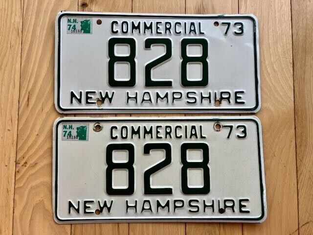 1973 New Hampshire Three Digit License Plate Pair