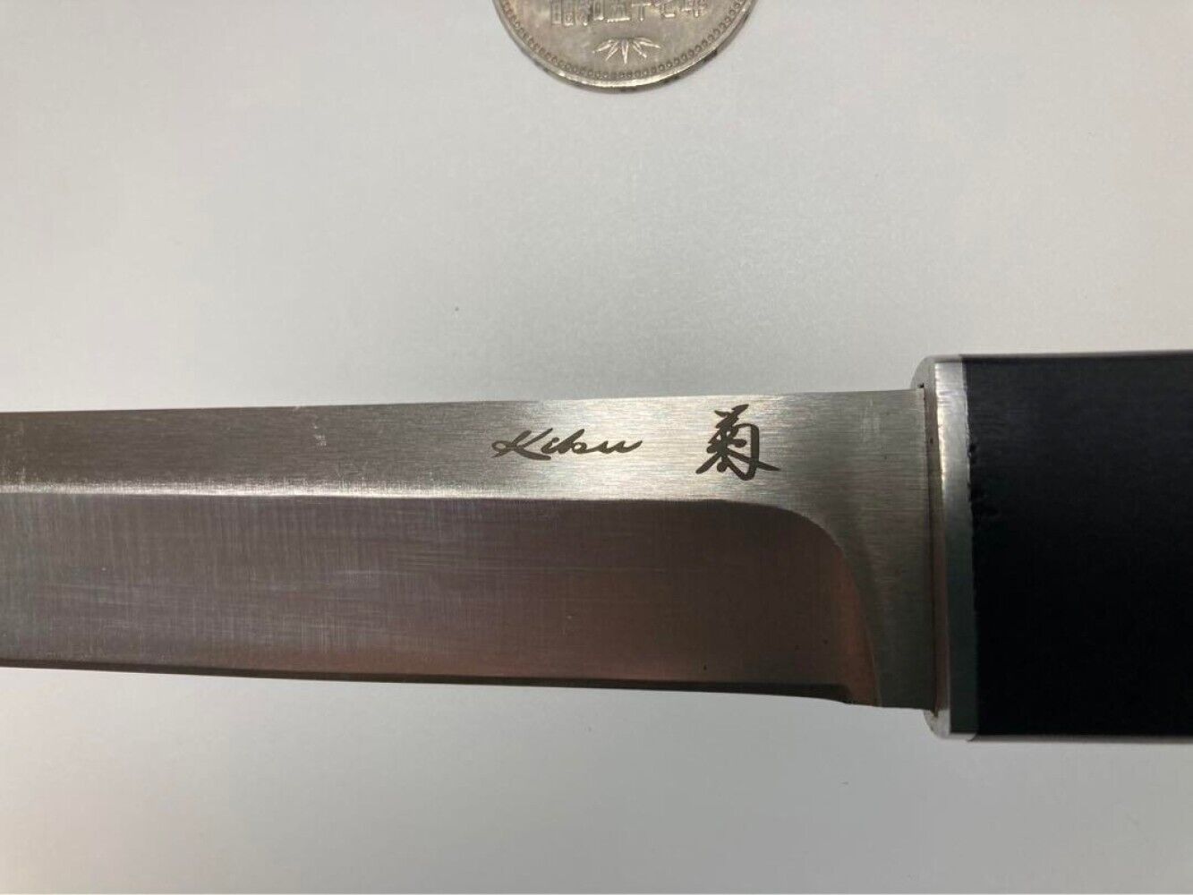  Tanto Kiku Fixed Blade Knife w/ Sheath Vintage Rare from  Japan 