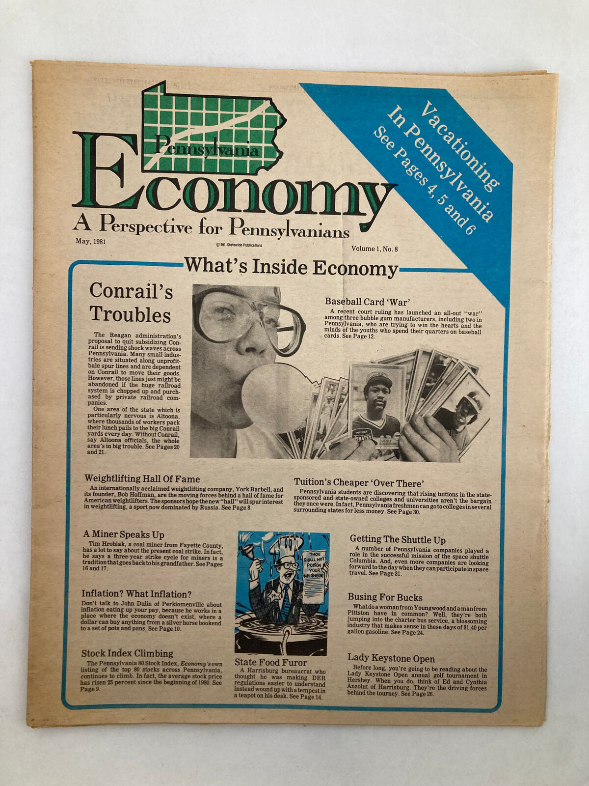 Pennsylvania Economy Tabloid May 1981 Vol 1 #8 Vacationing in Pennsylvania