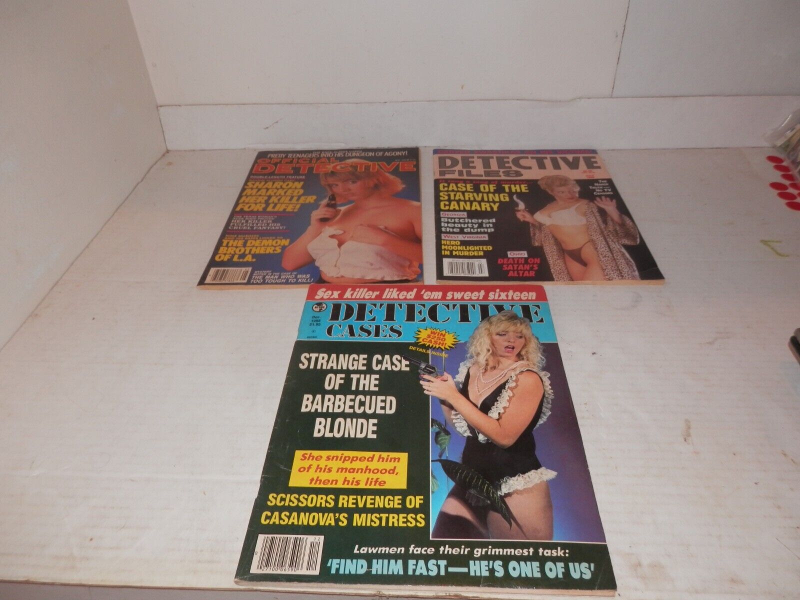 3 vintage 1980s detective magazines