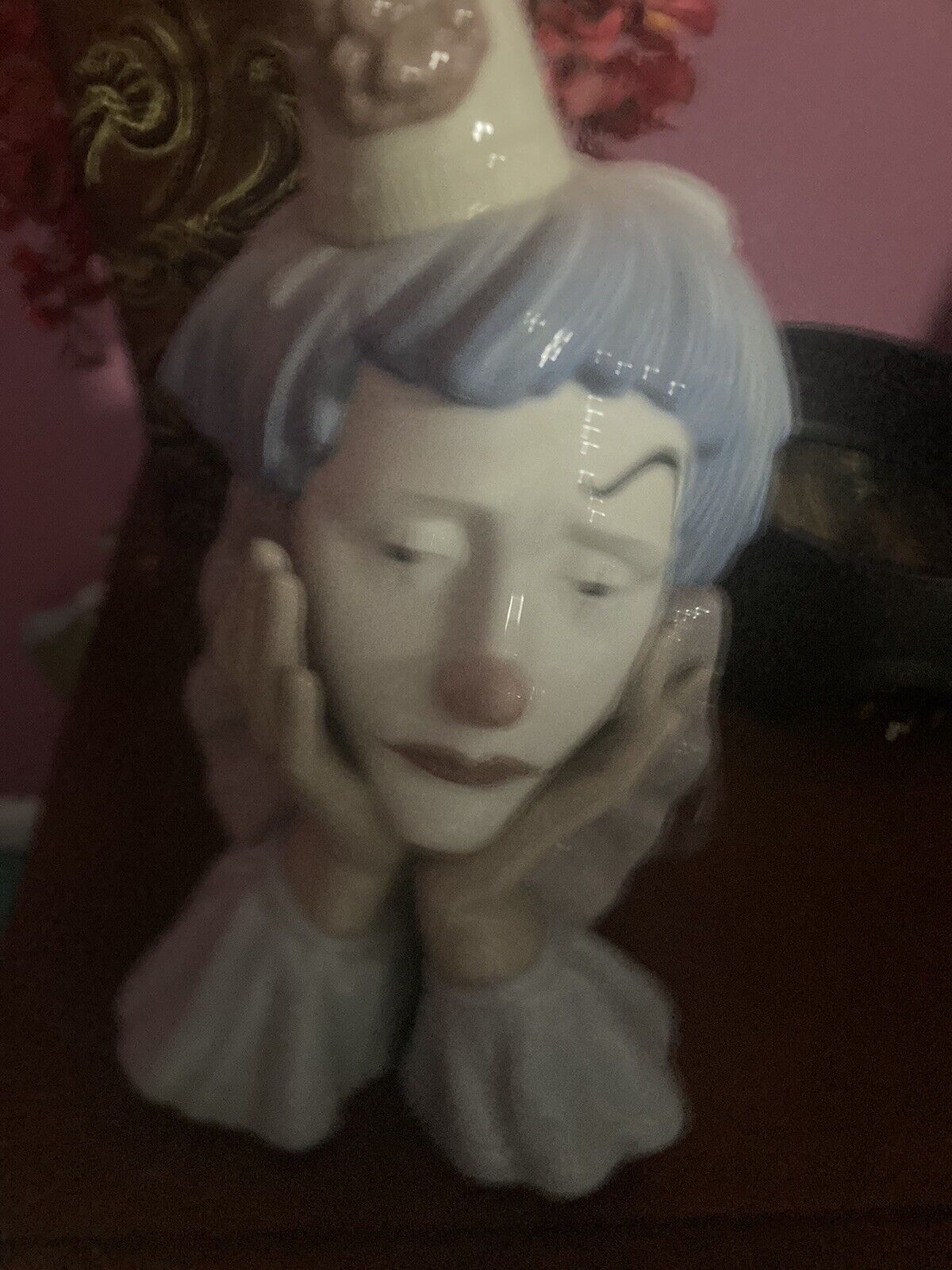Lladro 5129 Jester Head Sad Clown Bust Porcelain Figurine
