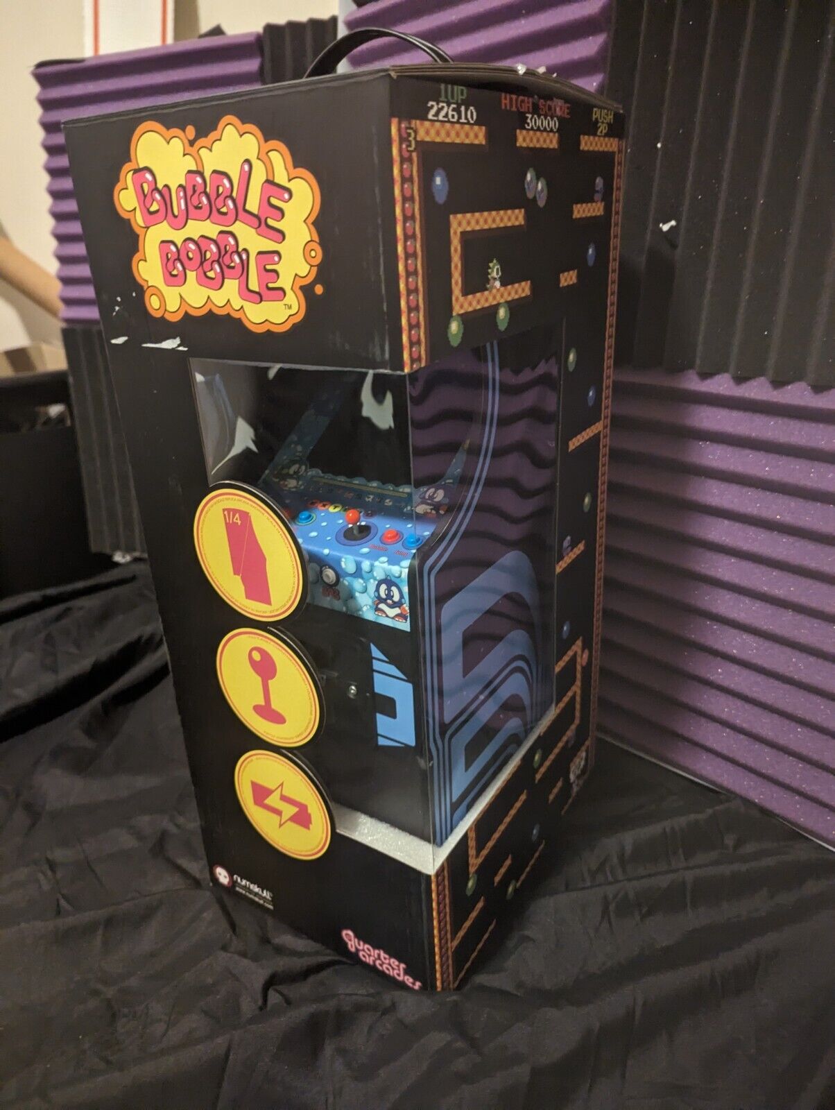 Opened Box Numskull Quarter Arcade Taito Bubble Bobble 1/4 Scale Mini Aracde 