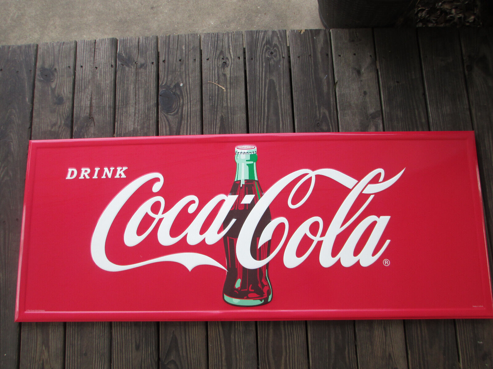 Coca-Cola Large Steel Sign Red Bottle with Embossed Script Logo 60\