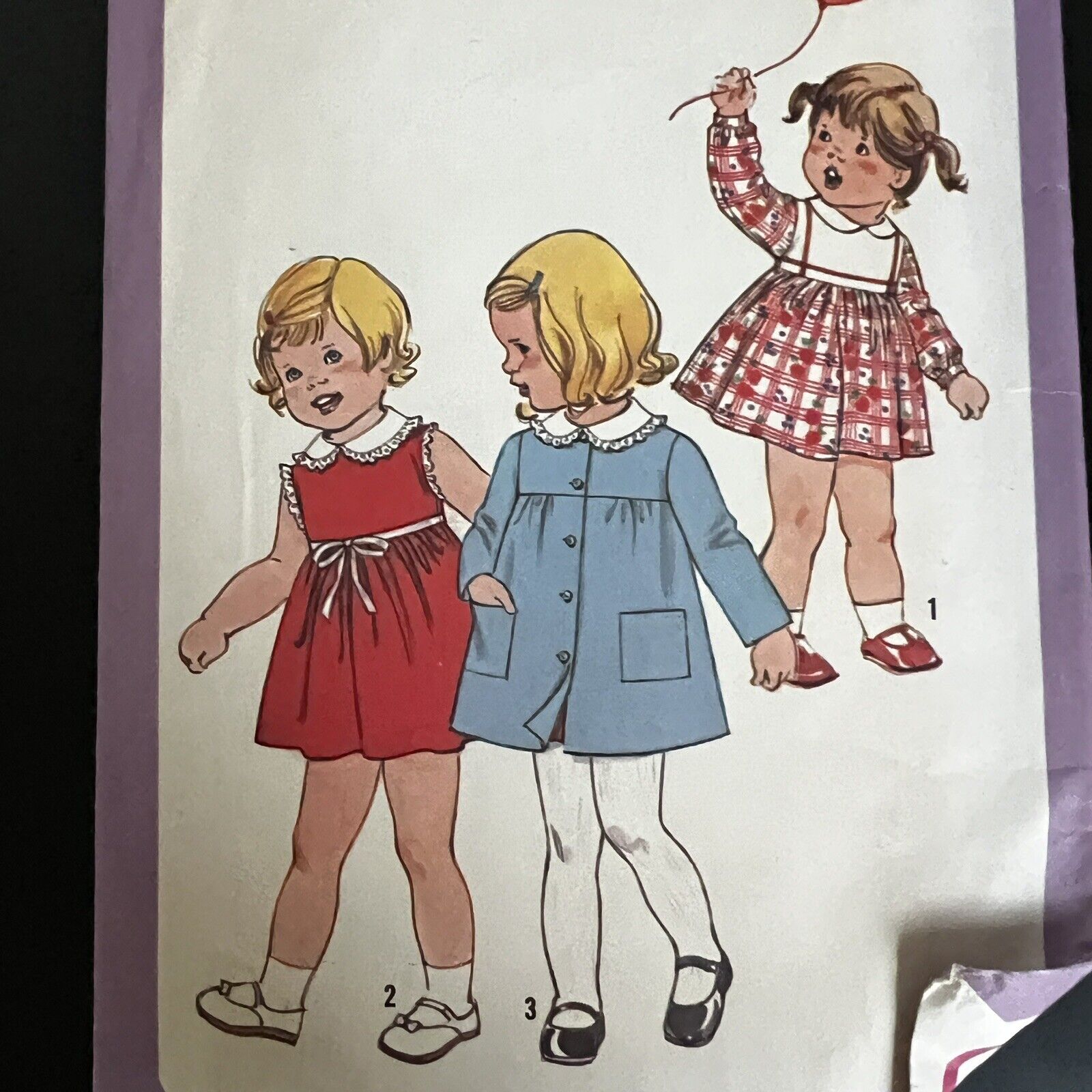 Vintage 1970s Simplicity 8377 Girls Collared Dress + Coat Sewing Pattern 2 CUT