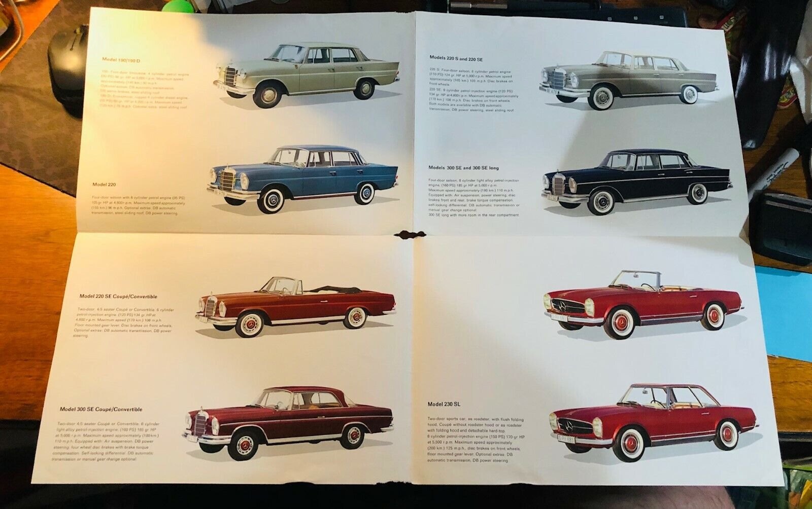 1963 Mercedes-Benz 190 / 220 / 300 / 230 Sales Brochure P1097 Germany