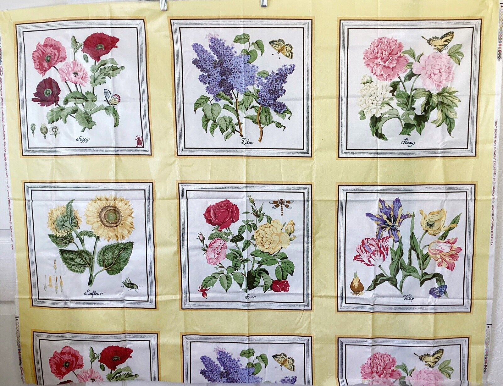 Vintage Waverly Botanical Floral Chintz Sateen Fabric Remnant 55”x45”