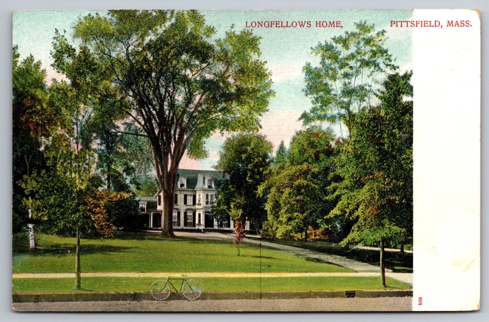 Longfellows Home. Pittsfield Massachusetts Vintage Postcard