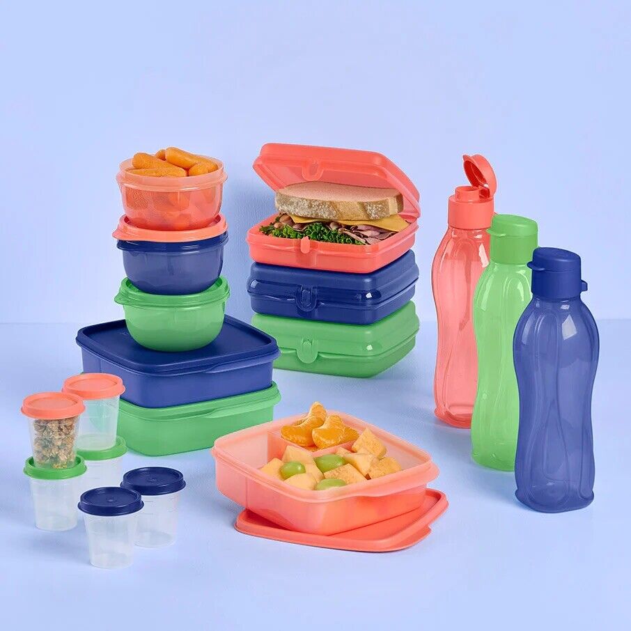 Tupperware 18 Pc Get It All Set Back to School Solution Lunch & Water Bottle Lot