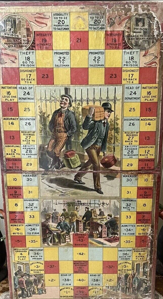 Rare Antique c1891 McLaughlin Brothers Banking Bank Industry Game Board 19 x 10