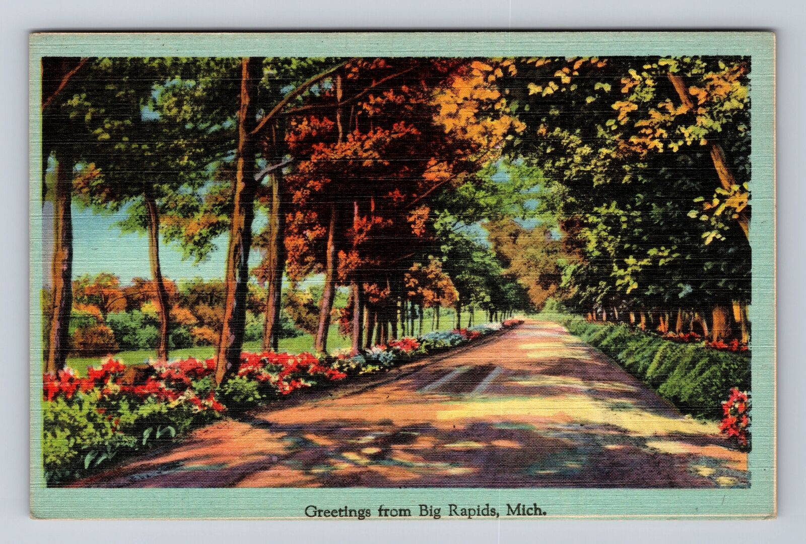 Big Rapids MI-Michigan, Scenic Greetings, Roadway, Antique, Vintage Postcard