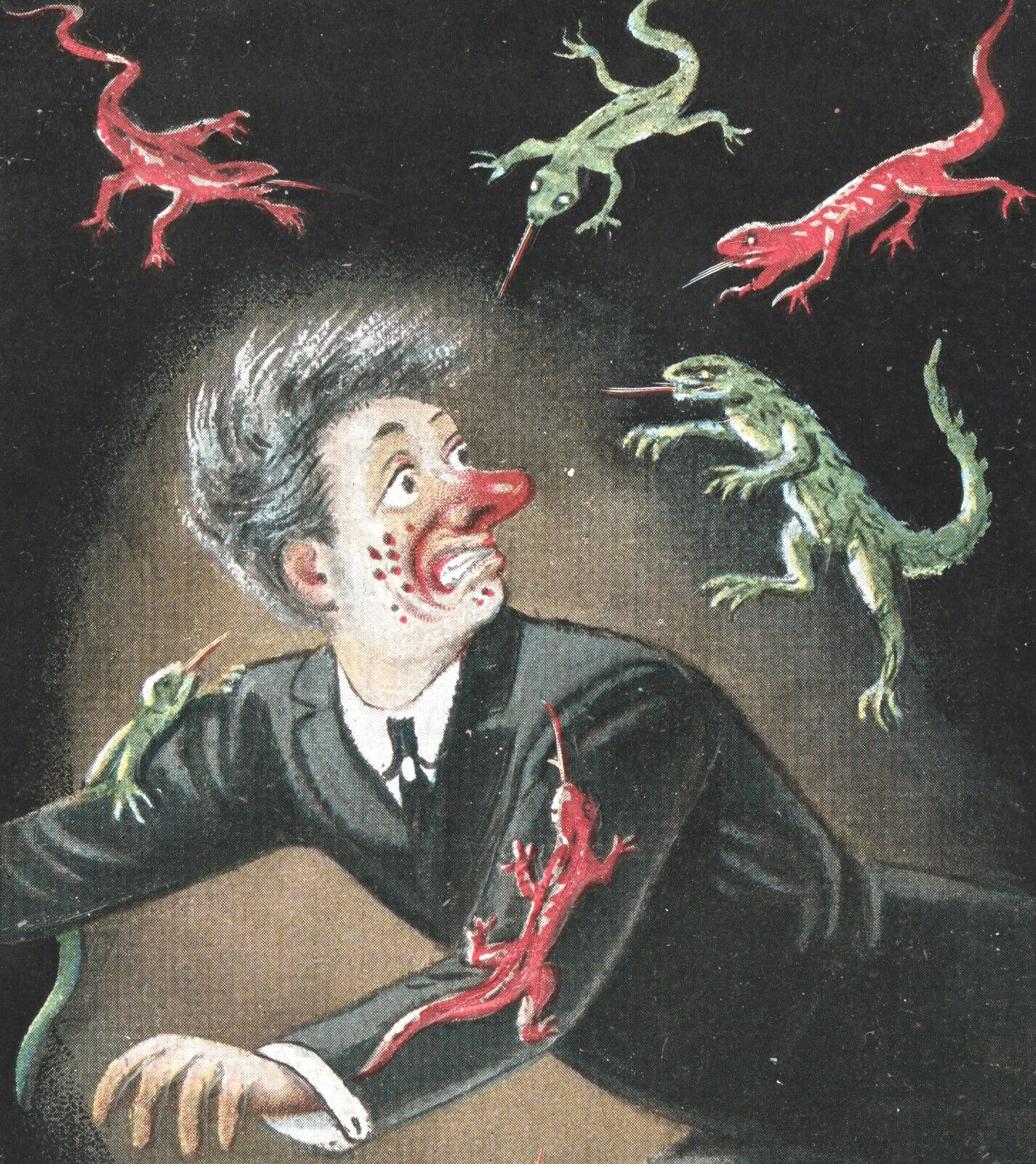 WEIRD  = Demon Reptile Lizard Attack William H Ellam Gottschalk 2036 PostCard