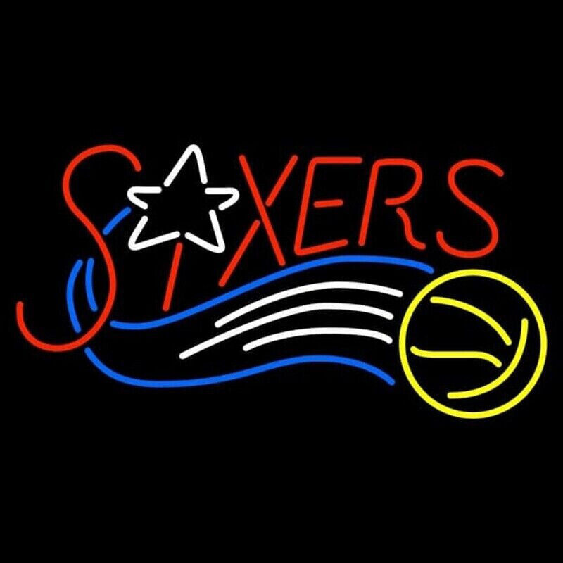 Philadelphia 76ers Sixers 19x15 Neon Sign Lamp Real Glass Club Gift Man Cave