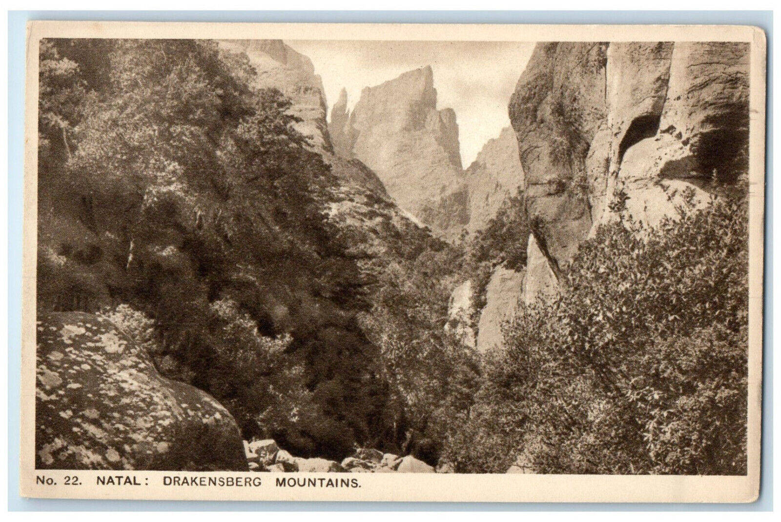 c1930's No.22 Drakensberg Mountains South Africa Vintage Unposted Postcard