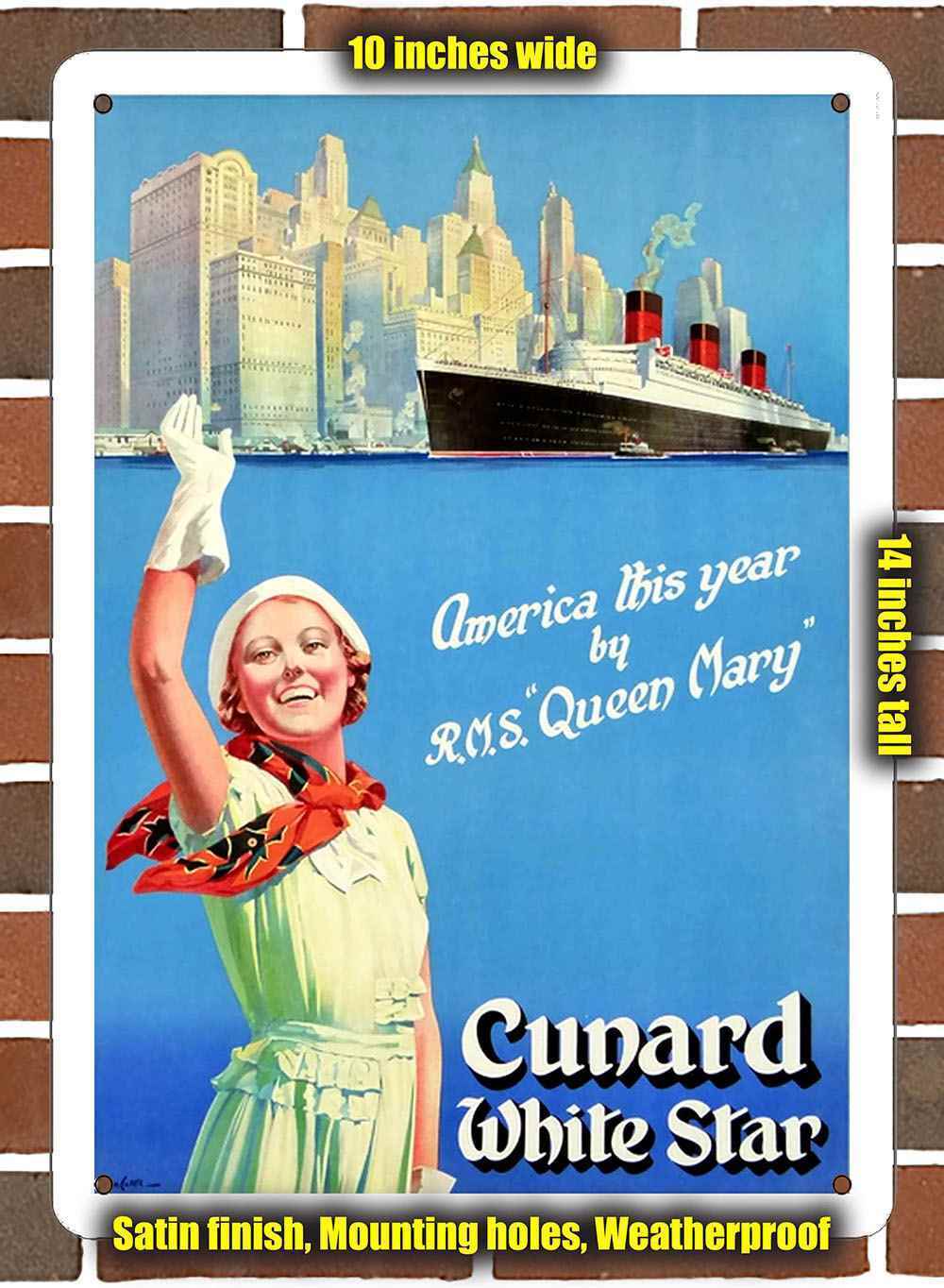 Metal Sign - 1939 Cunard White Star R.M.S. Queen Mary- 10x14 inches