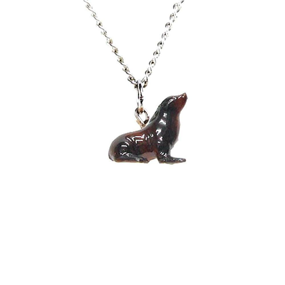 Little Critterz Jewelry - Brown Sea Lion Reptile - Pendant Porcelain Jewelry
