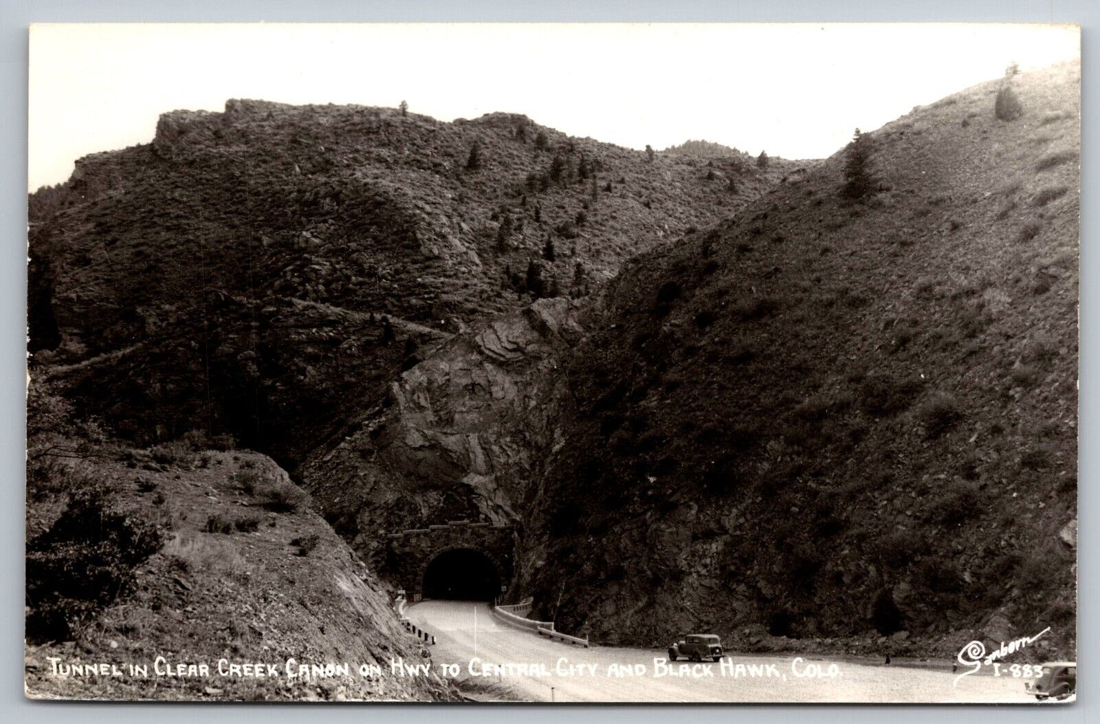 Tunnel in Clear Creek Canon. Central City Colorado Real Photo Postcard. RPPC