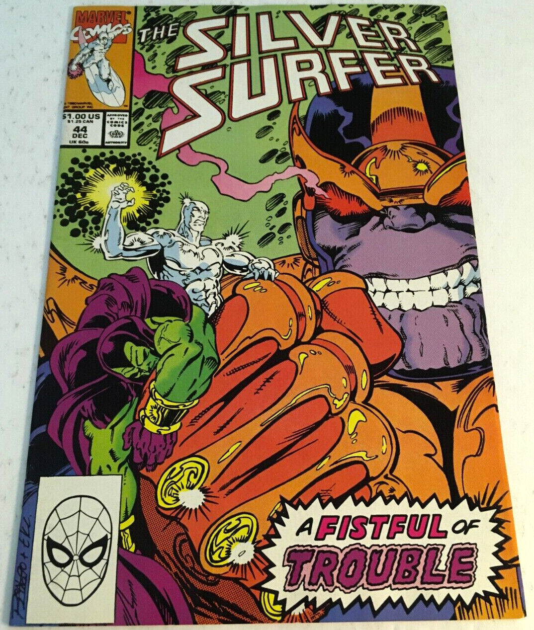The Silver Surfer 44 Dec 1990 Thanos\' Infinity Gauntlet Marvel Comics Fistfull