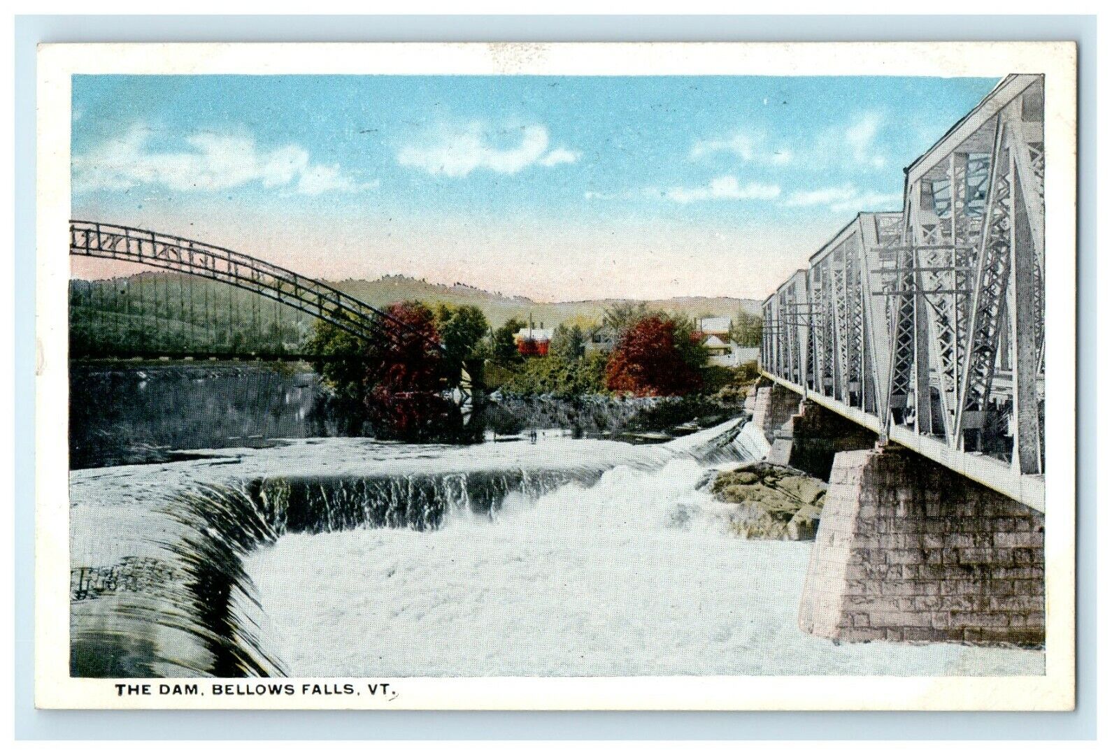 c1917 The Dam, Bellows Falls Vermont VT Antique Posted Postcard 