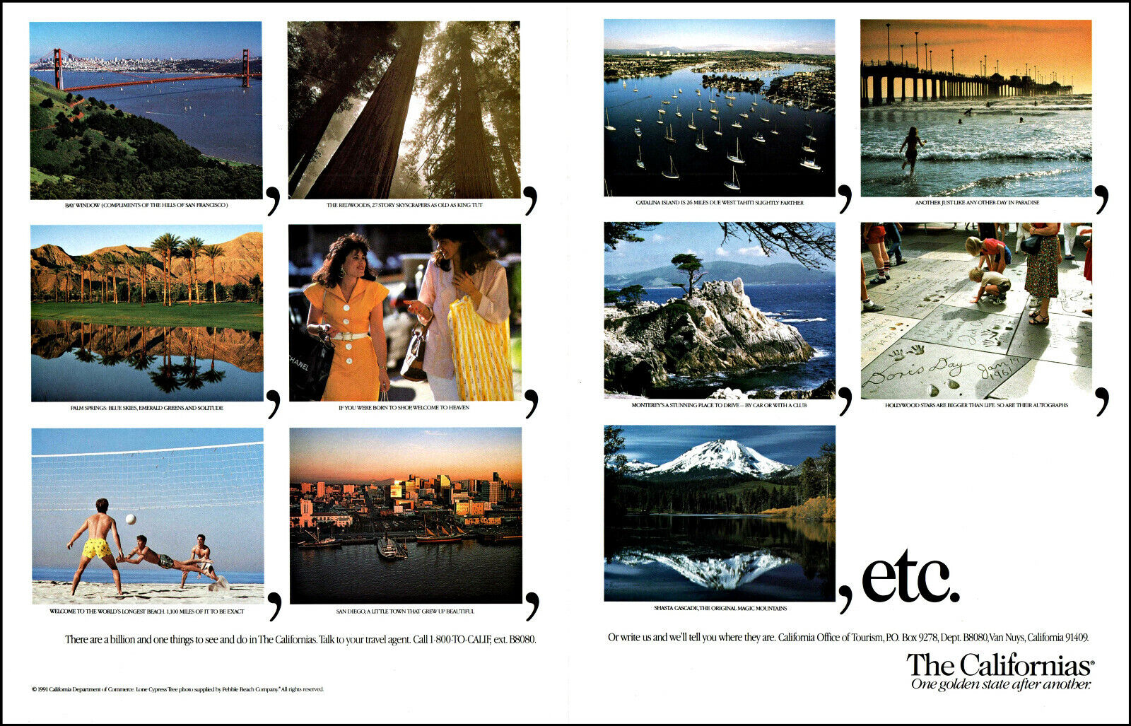 1991 The Californias California office of Tourism retro 11 photo print ad ads81